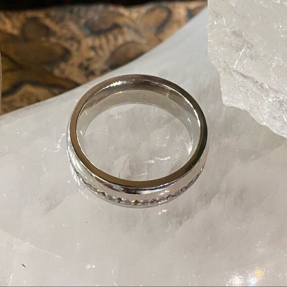 Stainless Steel Cz Eternity Wedding Engagement Band Unisex - Picture 9 of 9